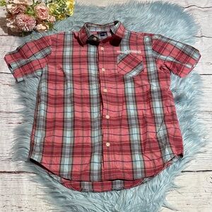 Gap Kids Factory Surf Team Plaid Short Sleeve Button Down Shirt sz L